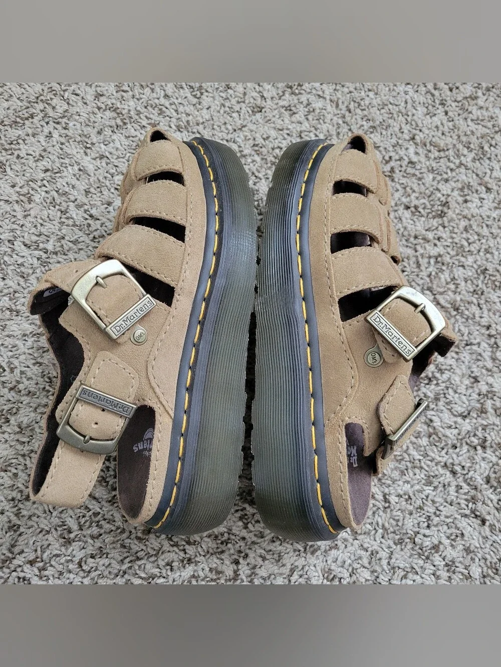 Dr. Martens Wrenlie Bronx Suede Leather Fisherman Sandals Shoes Tan M 6 / W 7